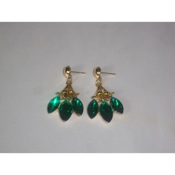 green Rhinestone Necklace Set Wedding MOB Bridal Prom Necklace Party Formal - Picture 4 of 7